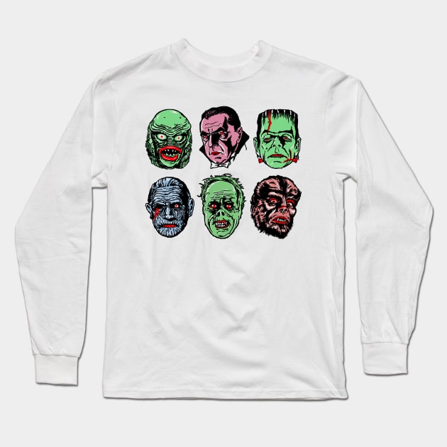 MANI-YACK Famous Movie Monsters Long Sleeve T-Shirt by HalloweenHotSce